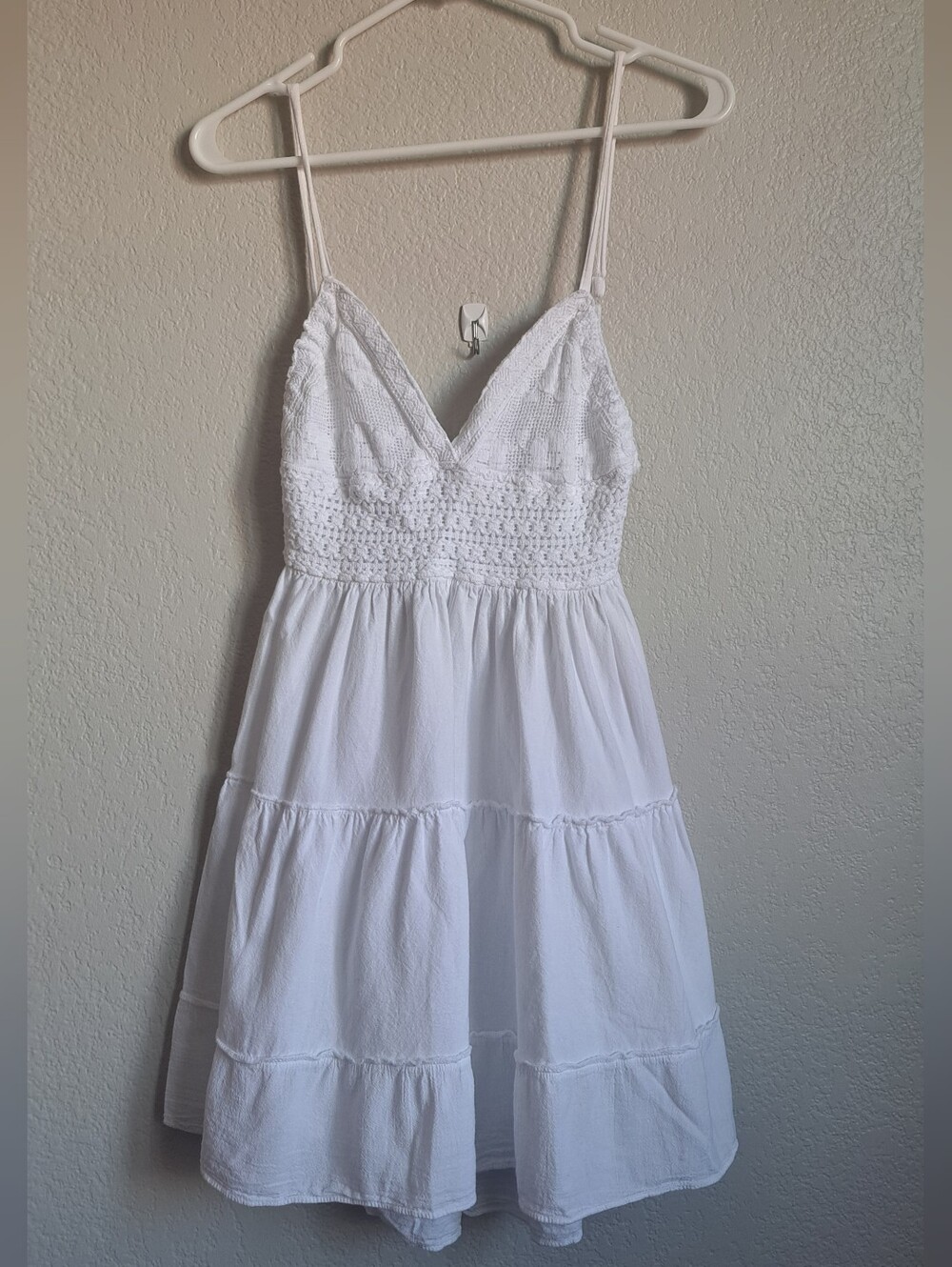 Surfstyle White Lace Open Back Mini Dress Beach Coverup Size Small